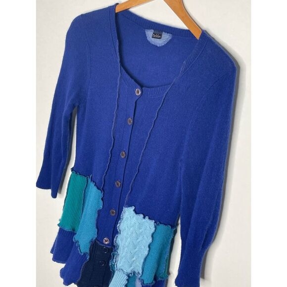 Beldan Boho Patchwork Cashmere Cardigan Sweater sz. M #AE - Picture 1 of 10